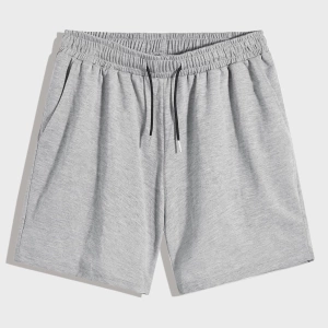 Erkek Bağcıklı Bel Düz Spor Şortu Sweat Düz Siyah Temel