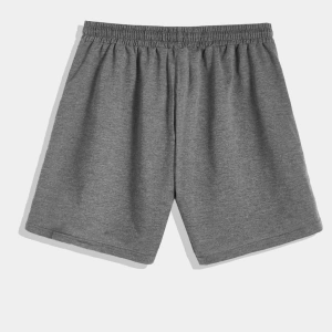 Erkek Bağcıklı Bel Düz Spor Şortu Sweat Düz Siyah Temel