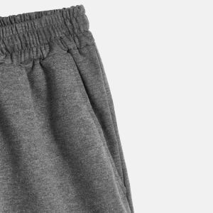 Erkek Bağcıklı Bel Düz Spor Şortu Sweat Düz Siyah Temel