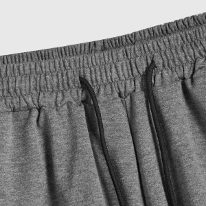 Erkek Bağcıklı Bel Düz Spor Şortu Sweat Düz Siyah Temel
