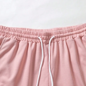 Erkek Bağcıklı Bel Düz Spor Şortu Sweat Düz Siyah Temel
