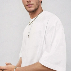 Erkek Beyaz Basic Düz Baskısız Oversize Salas Boyfriend