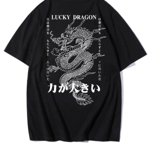 Erkek Beyaz Japon Balığı Sırt Baskılı Oversize Tişört