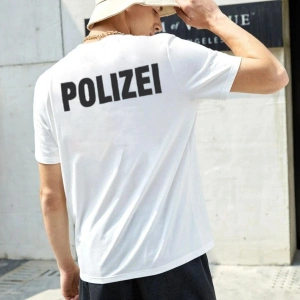 Erkek Beyaz Polizei Tshirt