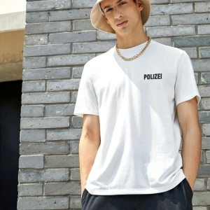 Erkek Beyaz Polizei Tshirt