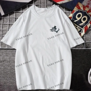 Erkek Beyaz T-shirt Devıl Sırt Baskılı Oversize