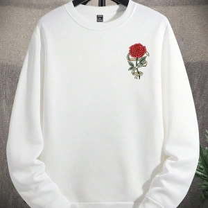 Erkek Bol Kesim Çiçek Baskılı Termal Astarlı Sweatshirt
