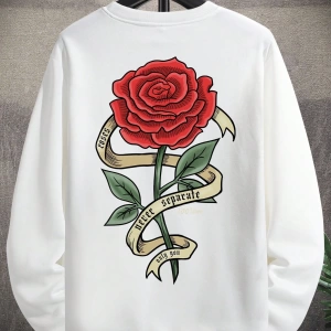 Erkek Bol Kesim Çiçek Baskılı Termal Astarlı Sweatshirt