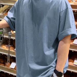 Erkek Bol Kesim Düşük Omuz Düz Tişört, Yaz İçin Moda