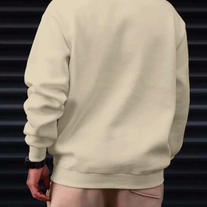 Erkek Bol Kesim Geometrik Baskılı Yuvarlak Yaka Günlük Sweatshirt, İlkbahar ve Sonbahar
