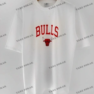 Erkek Bulls Oversize Baskılı Pamuklu Bisiklet Yaka Kısa Kollu