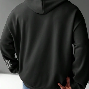 Erkek Büyük Beden Mektup Baskılı Kapüşonlu Sweatshirt, Moda Uzun Kollu Kapüşo