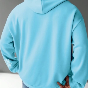 Erkek Büyük Beden Mektup Baskılı Kapüşonlu Sweatshirt, Moda Uzun Kollu Kapüşo