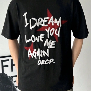 Erkek Büyük Tipografi Kabartmalı Slogan Baskılı Tişört