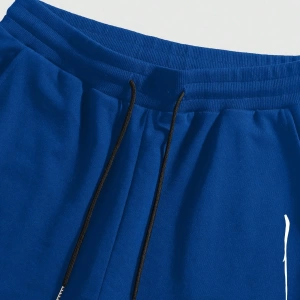 Erkek Çiçek Ve Slogan Baskılı Bağcıklı Bel Şortu Dışarı Çıkma Moda Bağcıkl