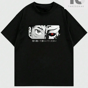 Erkek Çizgi Film Karakteri Baskılı Yuvarlak Yaka Tişört