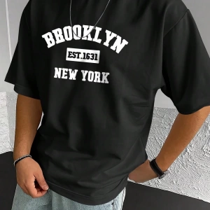 Erkek Crewneck Günlük Kısa Kollu Tişört, Seyahat İçin Uygun
