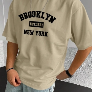 Erkek Crewneck Günlük Kısa Kollu Tişört, Seyahat İçin Uygun