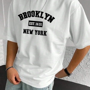 Erkek Crewneck Günlük Kısa Kollu Tişört, Seyahat İçin Uygun