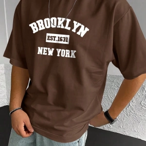 Erkek Crewneck Günlük Kısa Kollu Tişört, Seyahat İçin Uygun