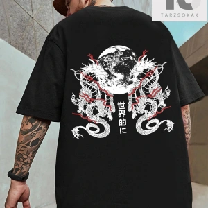 Erkek Dağ Desenli Yuvarlak Yaka Tişört