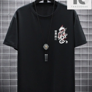 Erkek Dağ Desenli Yuvarlak Yaka Tişört