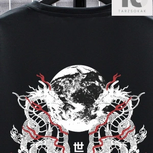 Erkek Dağ Desenli Yuvarlak Yaka Tişört