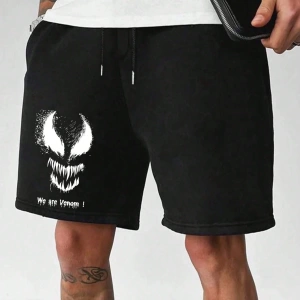 Erkek Demon Venom Baskılı Günlük Spor Şortları, Yaz