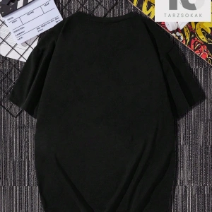 Erkek Dolar İşareti ve Harf Baskılı Yuvarlak Yaka Kısa Kollu Tişört