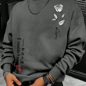 Erkek Düz Renk Düşük Omuz Bol Kesim Kapşonlu Sweatshirt Bağcıklı