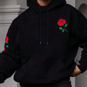 Erkek Düz Renk Düşük Omuz Bol Kesim Kapşonlu Sweatshirt Bağcıklı