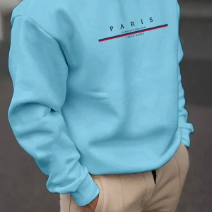 Erkek Düz Renk Düşük Omuz Bol Kesim Kapşonlu Sweatshirt Bağcıklı