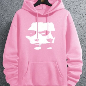 Erkek Düz Renk Düşük Omuz Bol Kesim Kapşonlu Sweatshirt Bağcıklı