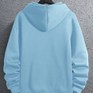 Erkek Düz Renk Düşük Omuz Bol Kesim Kapşonlu Sweatshirt Bağcıklı