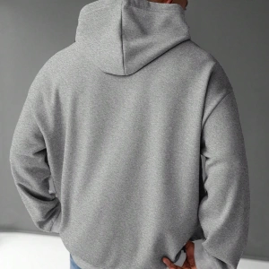 Erkek Düz Renk Düşük Omuz Bol Kesim Kapşonlu Sweatshirt Bağcıklı
