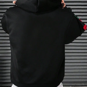 Erkek Düz Renk Düşük Omuz Bol Kesim Kapşonlu Sweatshirt Bağcıklı