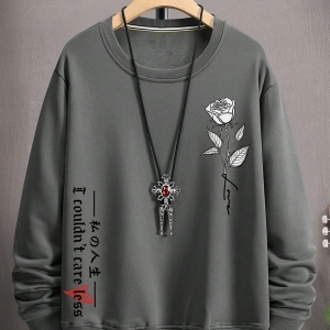Erkek Düz Renk Düşük Omuz Bol Kesim Kapşonlu Sweatshirt Bağcıklı
