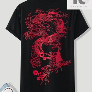 Erkek Ejderha Grafikli Tişört
