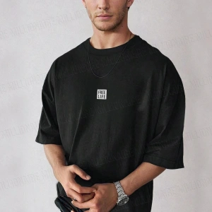 Erkek Free Life Beyaz Bisiklet Yaka Oversize Salas