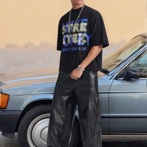 Erkek Gevşek Örgü Kısa Kollu Grafik Baskılı Günlük Tişört, Moda, Erkek Ar
