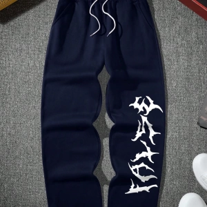 Erkek Gotik Yazı Tipi Baskılı Bağcıklı Jogger Pantolon