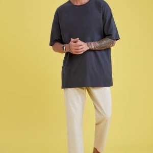 Erkek Gri Earth Sırt Baskılı Oversize T-shirt