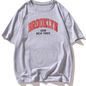 Erkek Gri Tişört Oversize Brooklyn T-shirt