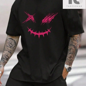 Erkek Güneş ve Ay Baskılı Tişört