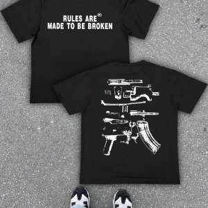 Erkek Günlük Büyük Boy Raglan Yuvarlak Yaka Tişört Grafik D