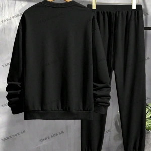 Erkek Günlük Harf Baskı Büyük Boy Kazak ve Jogger Pantolon Takım