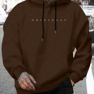 Erkek Günlük Harf Baskılı Kapüşonlu Sweatshirt Bağcıklı