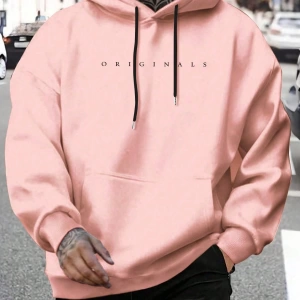 Erkek Günlük Harf Baskılı Kapüşonlu Sweatshirt Bağcıklı