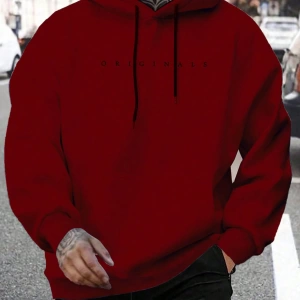 Erkek Günlük Harf Baskılı Kapüşonlu Sweatshirt Bağcıklı