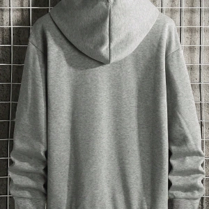 Erkek Günlük Harf Baskılı Kapüşonlu Sweatshirt Bağcıklı